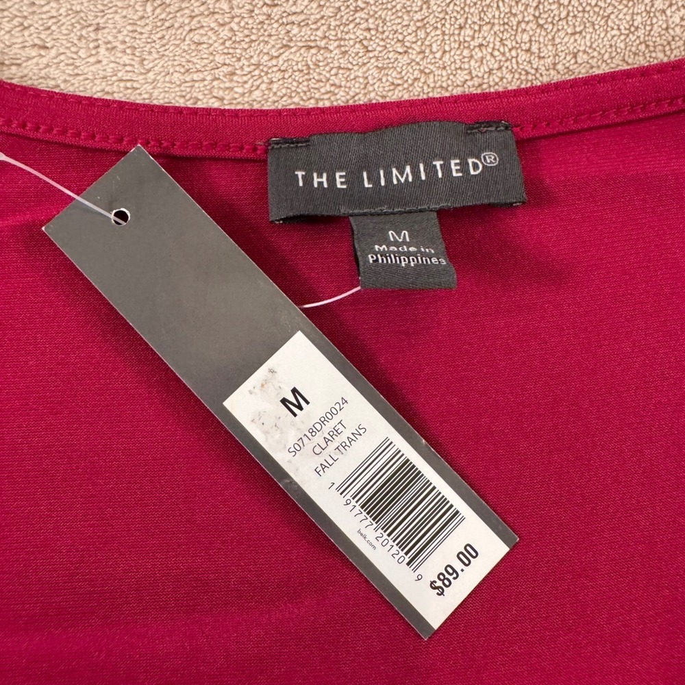 NWT The Limited Claret Faux Wrap Dress Chic Office Career Wedding Guest Red Sz M - Picture 4 of 8